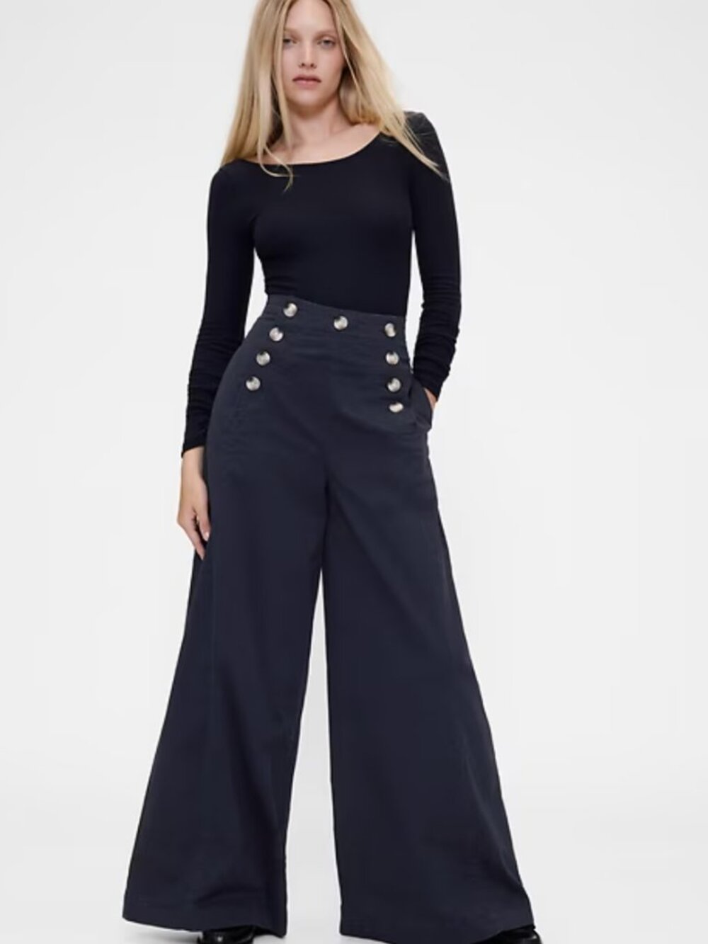 High Rise Twill Sailor Pants